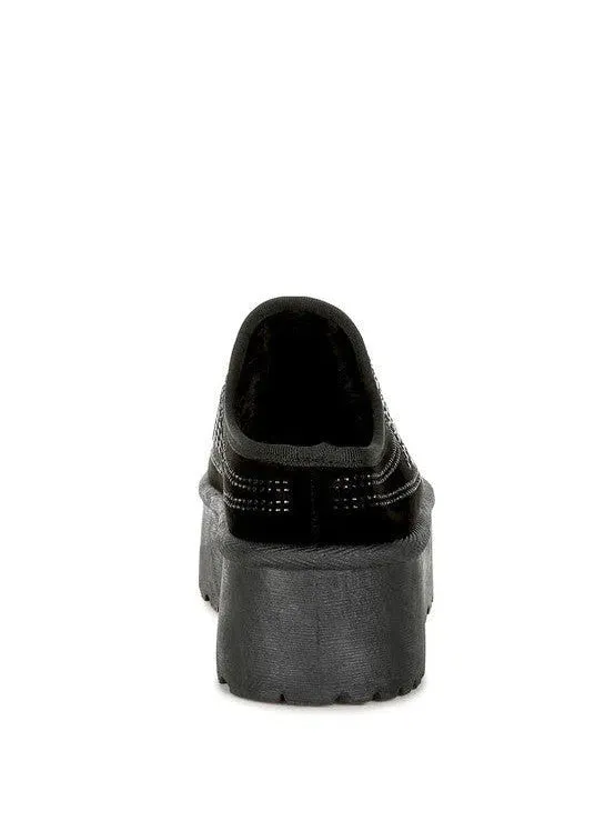 London Rag Kickles Rhinestone Embellished Platform Slip-Ons