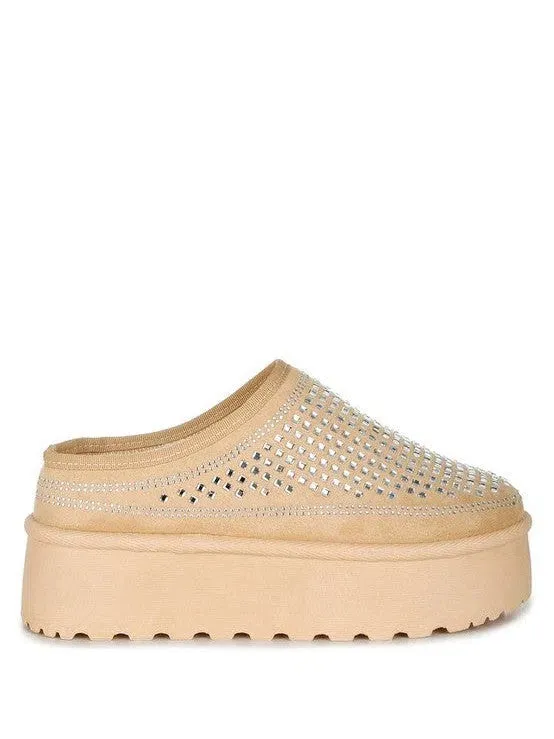 London Rag Kickles Rhinestone Embellished Platform Slip-Ons