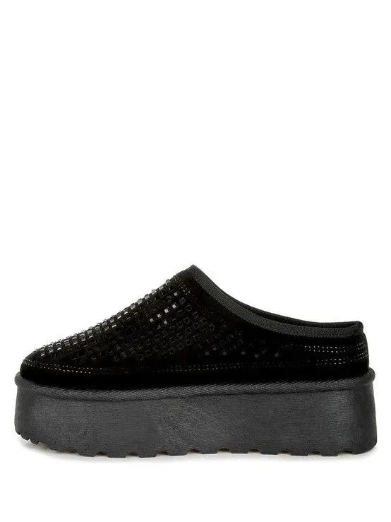 London Rag Kickles Rhinestone Embellished Platform Slip-Ons