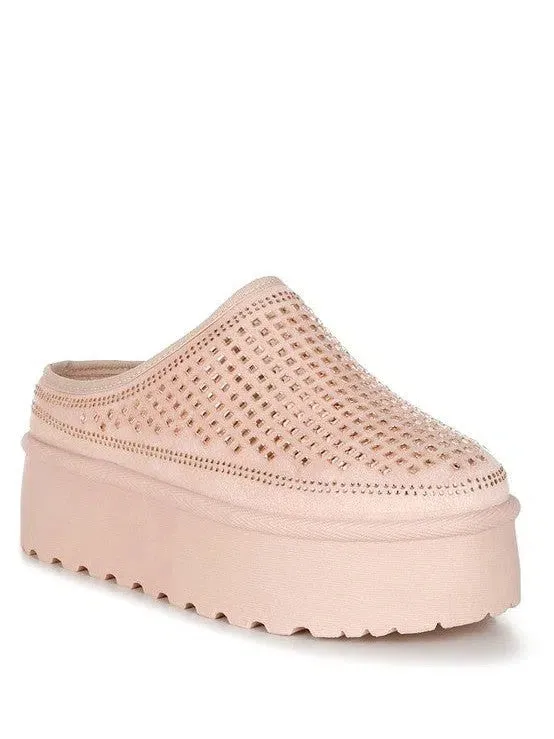 London Rag Kickles Rhinestone Embellished Platform Slip-Ons
