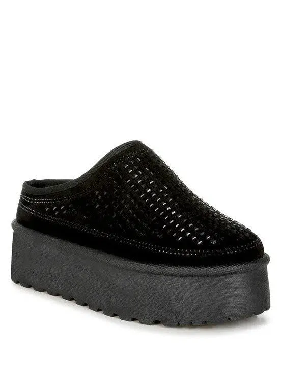 London Rag Kickles Rhinestone Embellished Platform Slip-Ons