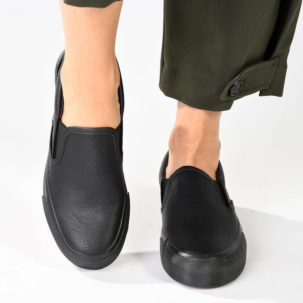Madison Ladies Platform Slip On Sneaker - Black Mono