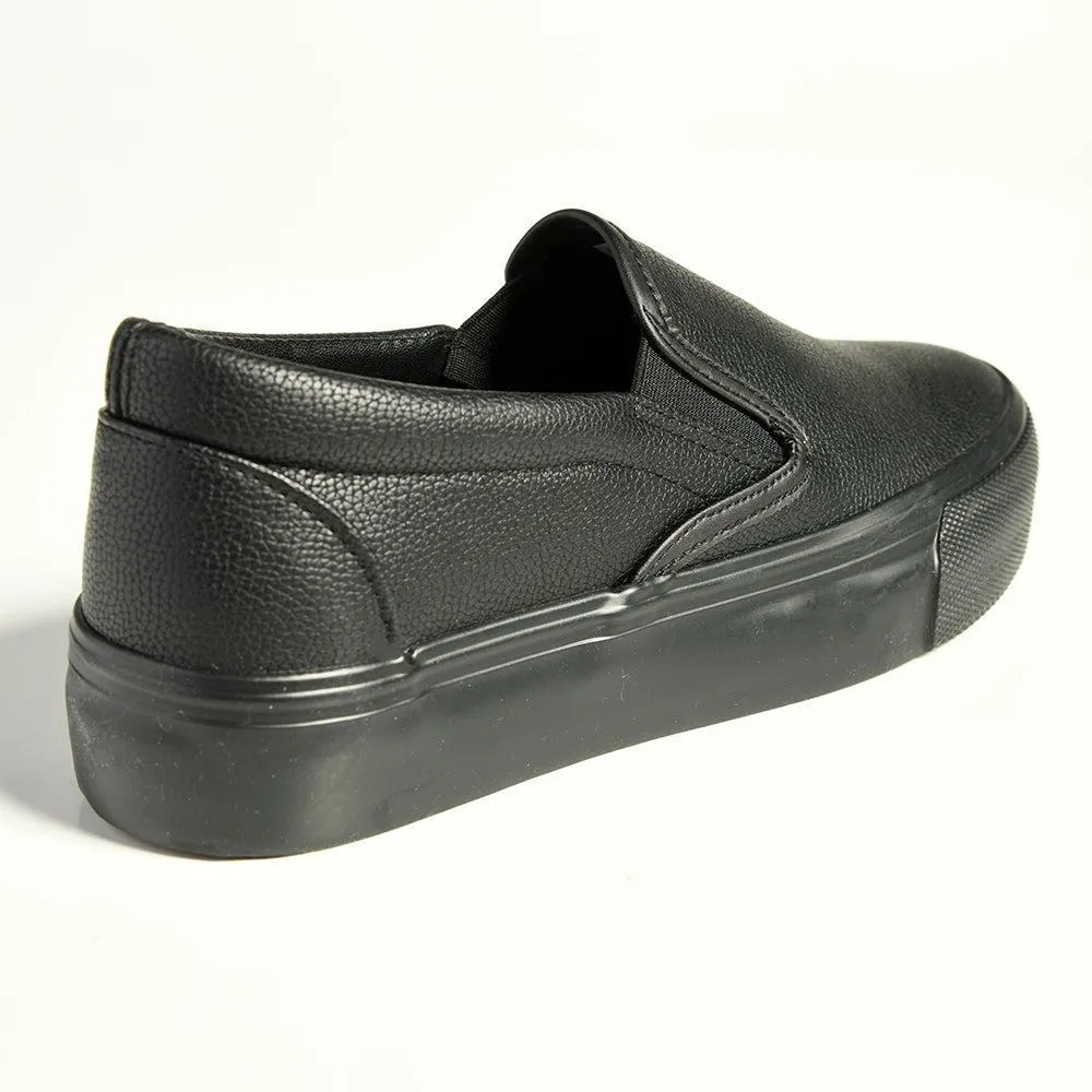 Madison Ladies Platform Slip On Sneaker - Black Mono