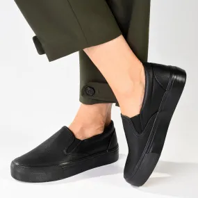 Madison Ladies Platform Slip On Sneaker - Black Mono