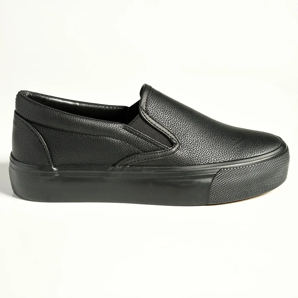 Madison Ladies Platform Slip On Sneaker - Black Mono