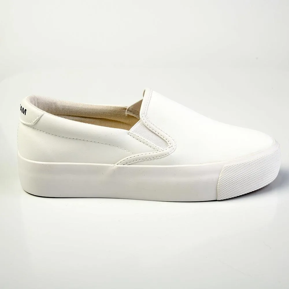 Madison Ladies Platform Slip On Sneaker - White