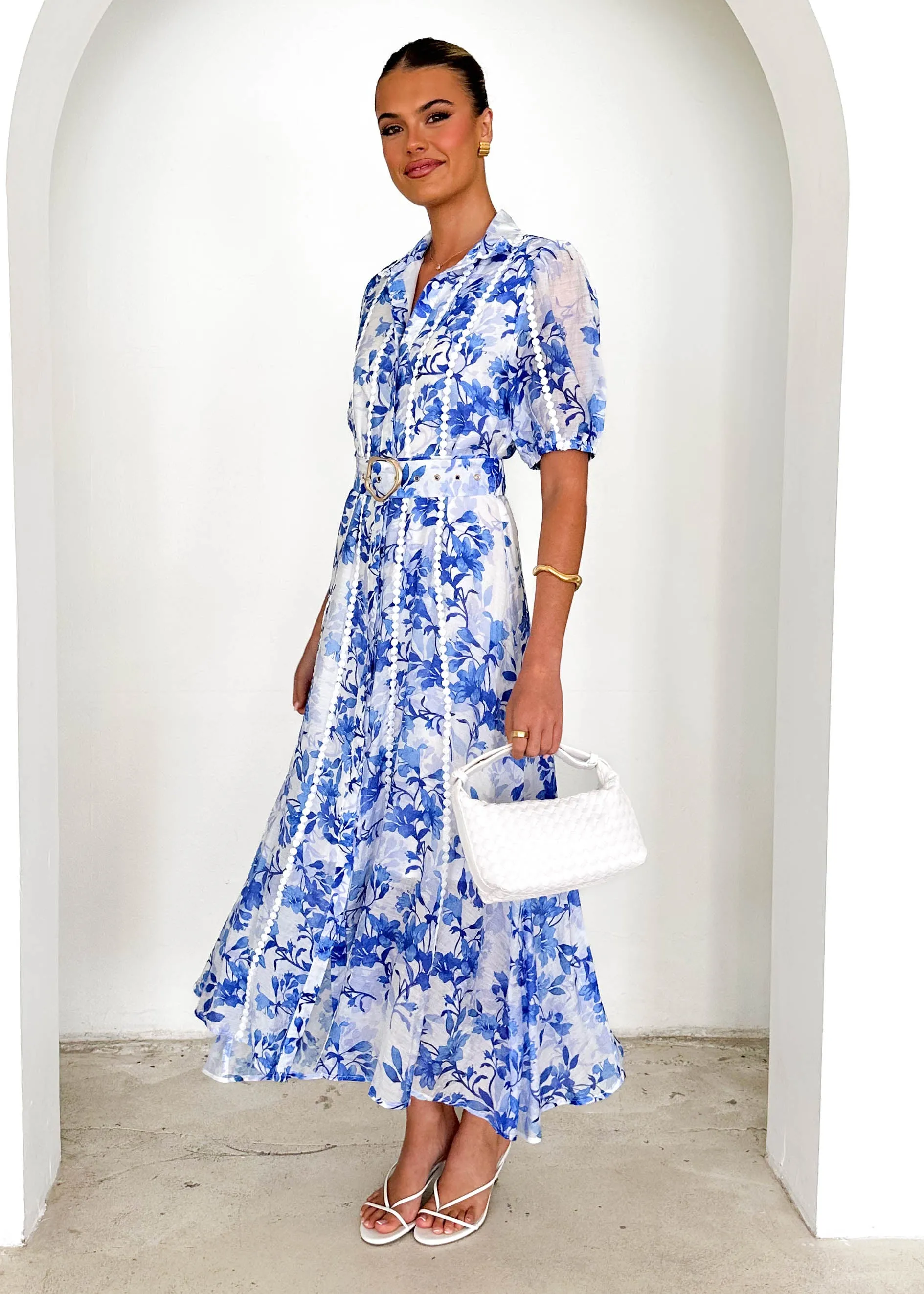 Mannia Maxi Dress - Blue Floral