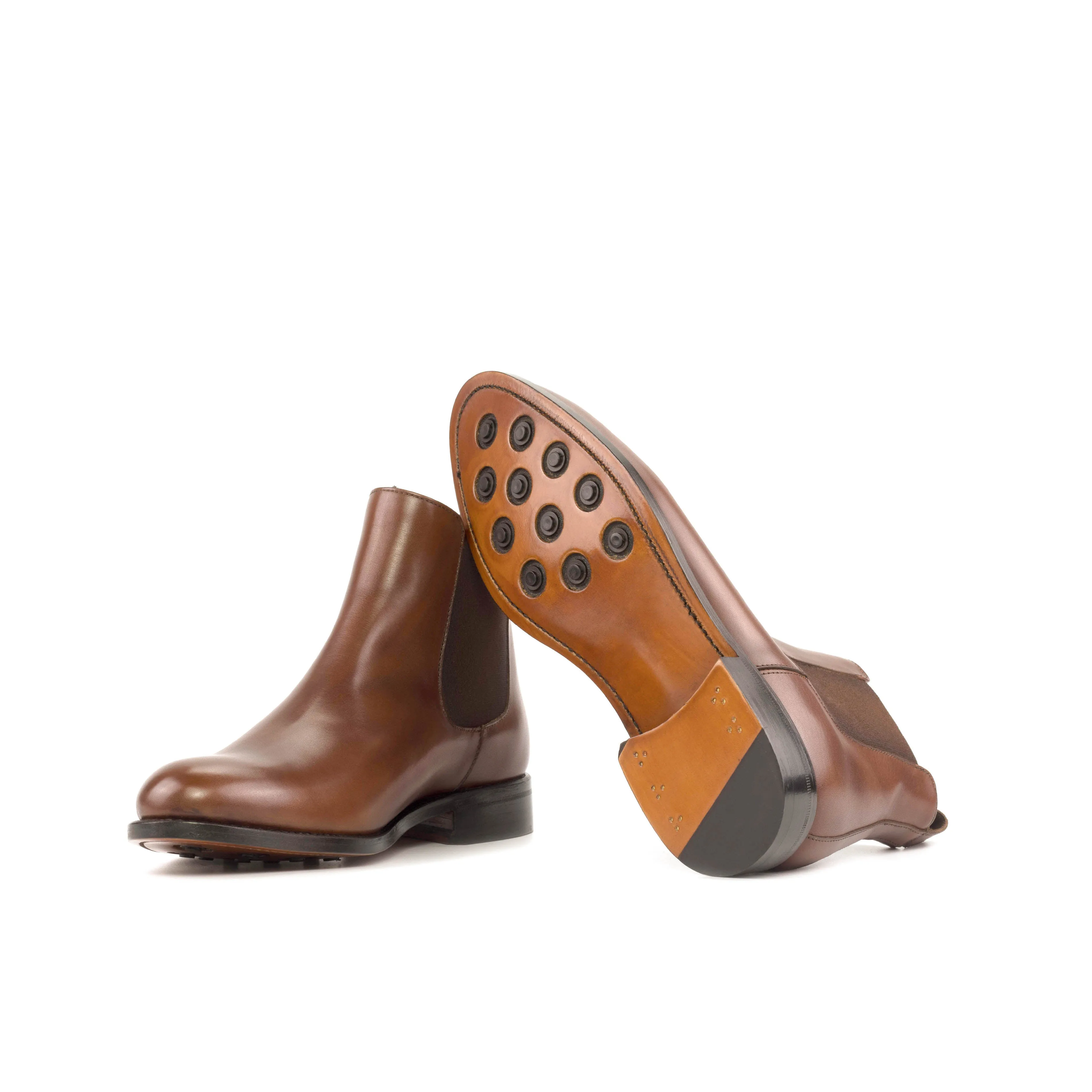 Medium Brown Box Calf Leather Chelsea Boot
