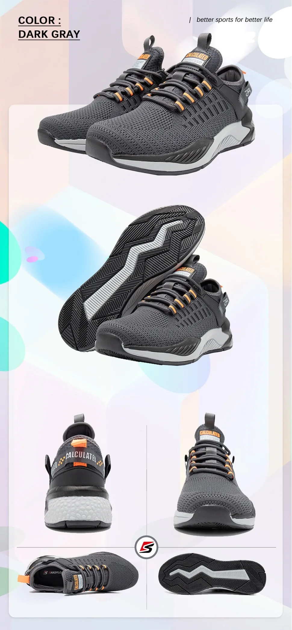 Men Running Shoes Non-slip Shock Absorption Sneaker Lightweight Tennis Shoe Breathable Casual Shoes