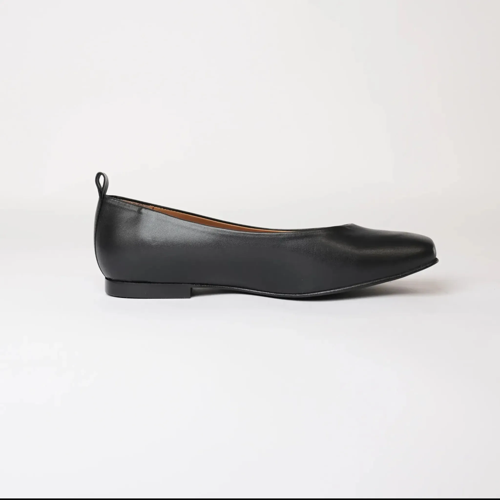 Mirri Black Leather Ballet Flats