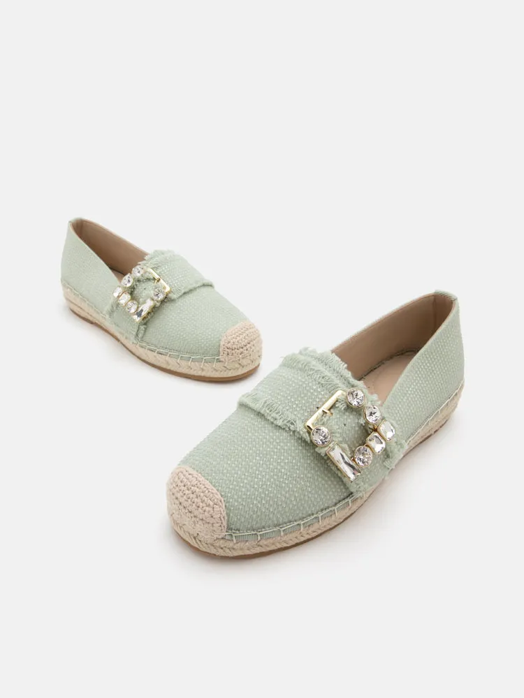 Nancy Crystal Embellished Buckle Espadrilles