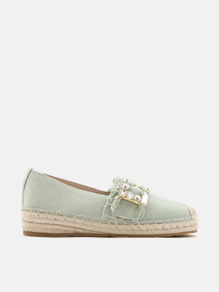 Nancy Crystal Embellished Buckle Espadrilles