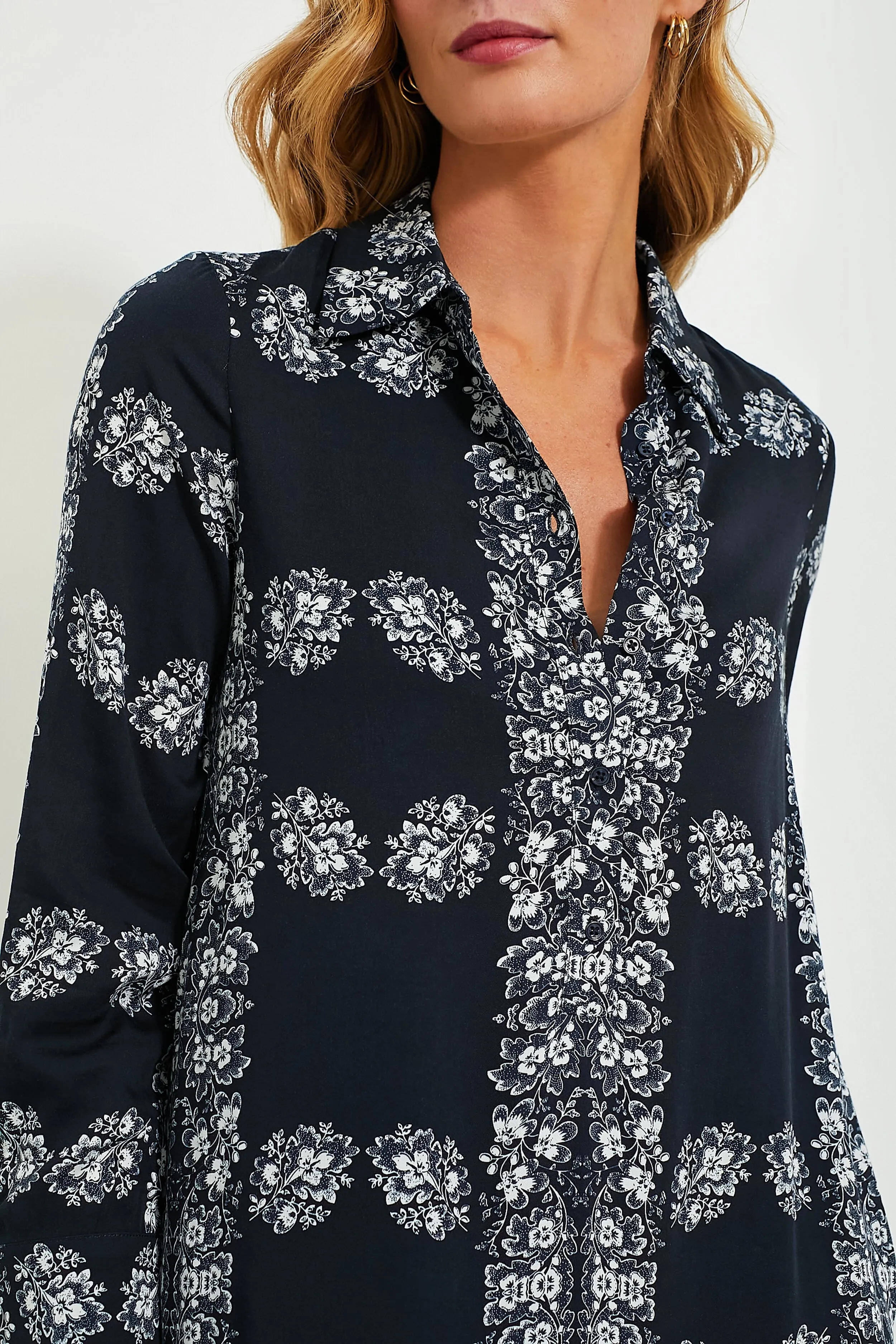 Navy Floral Miller Maxi Shirt Dress