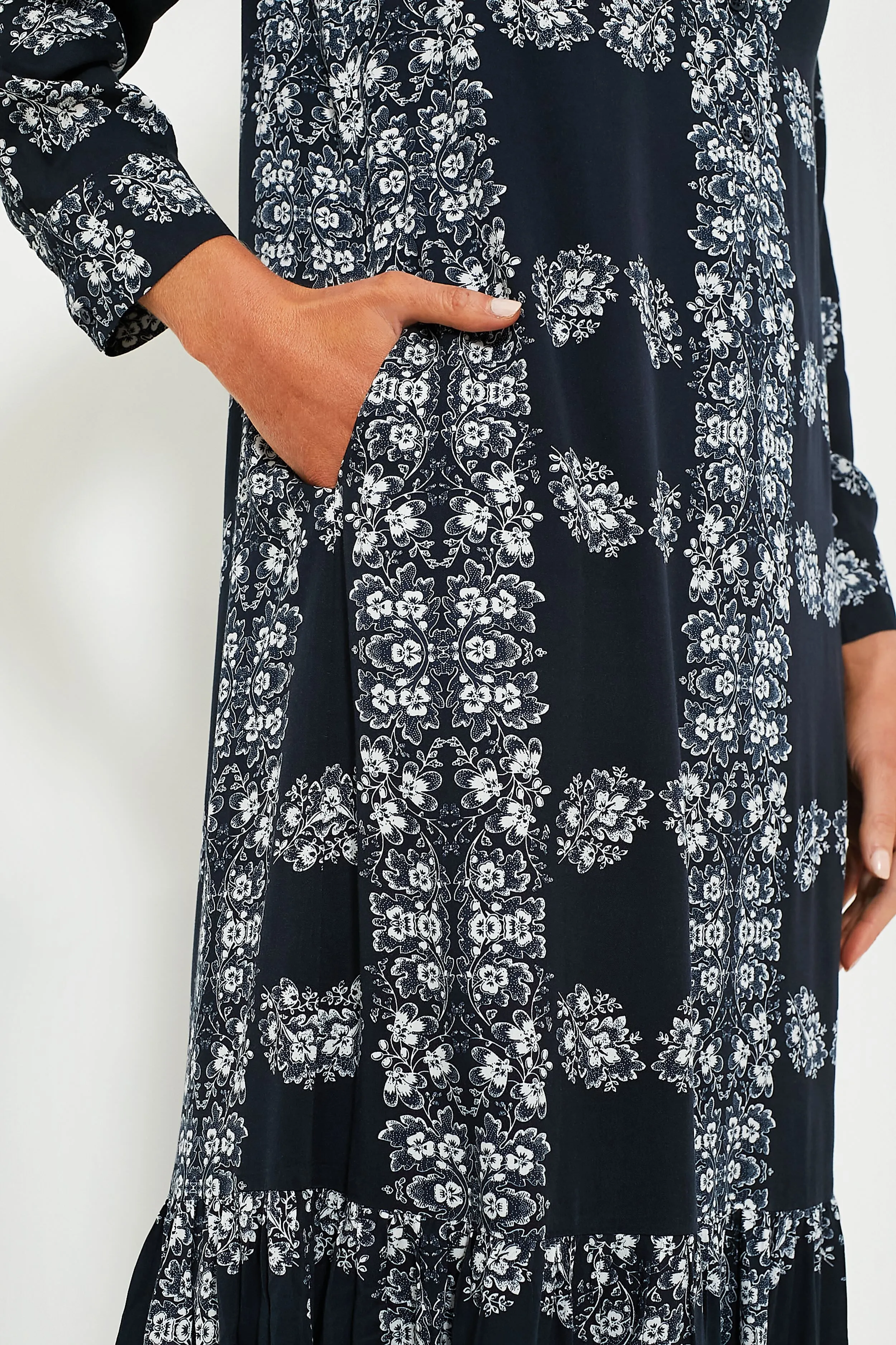 Navy Floral Miller Maxi Shirt Dress