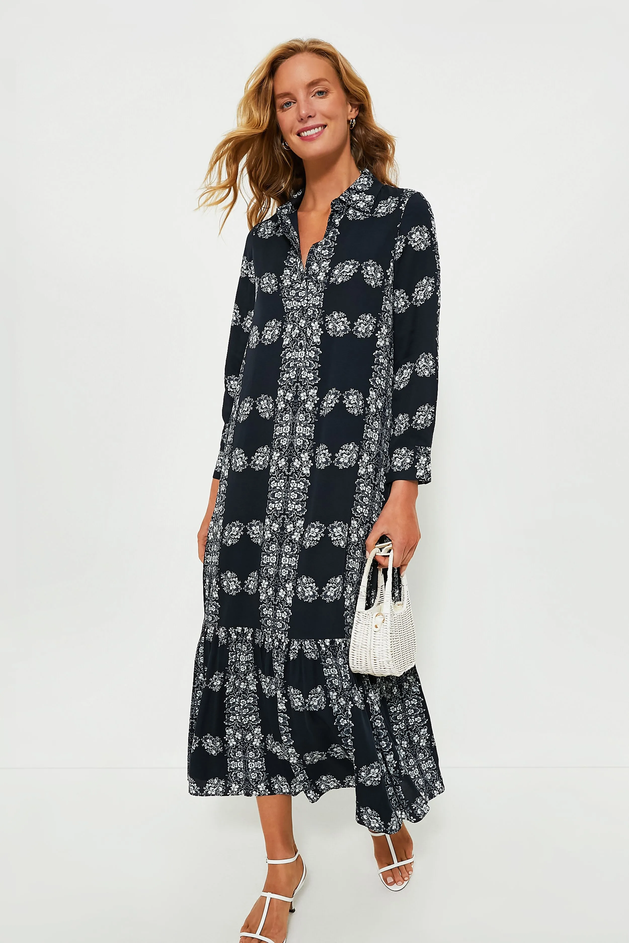 Navy Floral Miller Maxi Shirt Dress