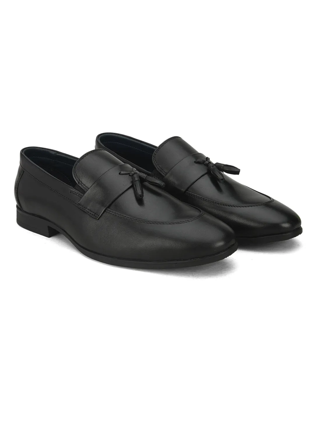 Pelle Albero Black Casual Loafer Shoes For Men