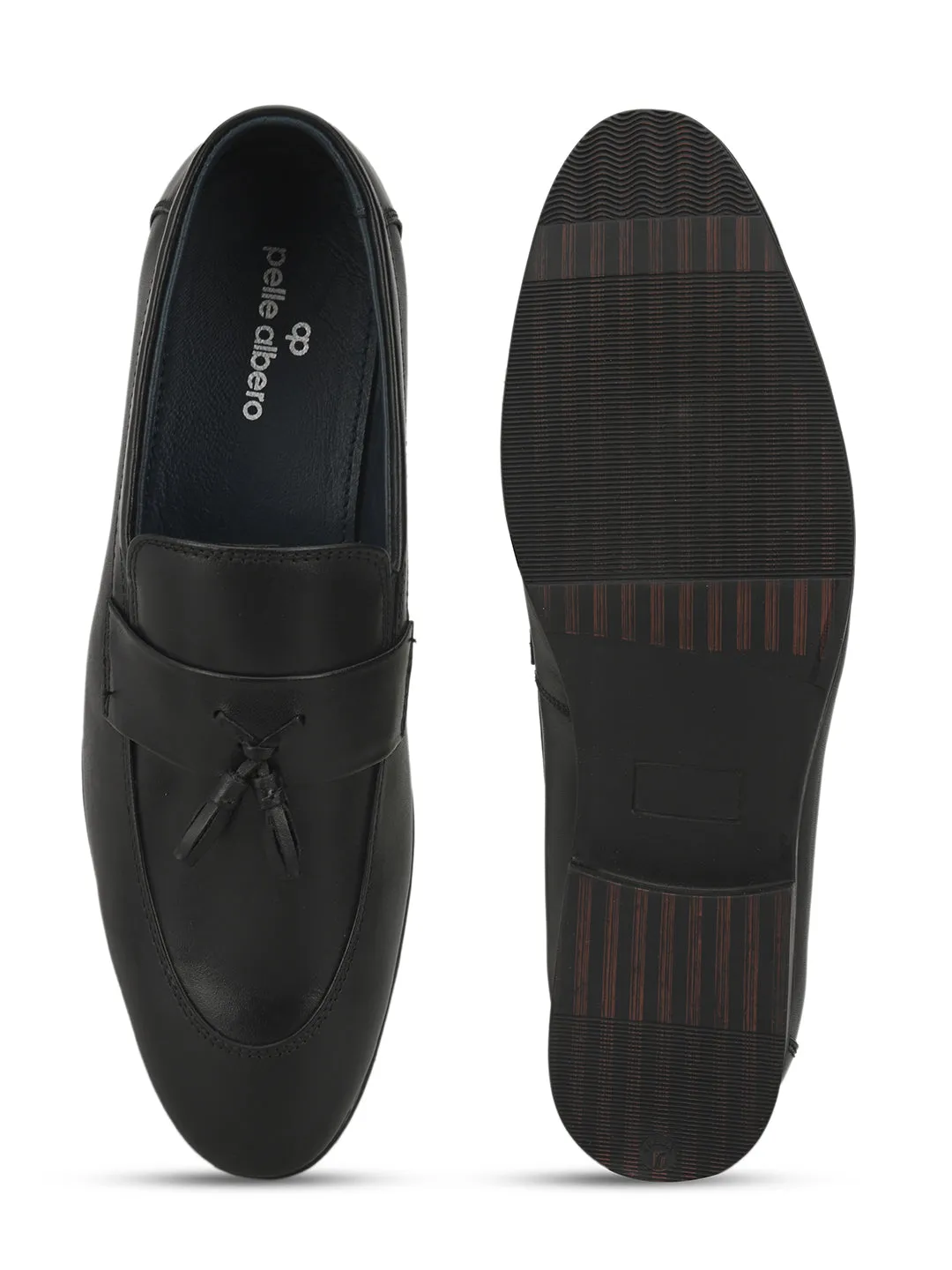 Pelle Albero Black Casual Loafer Shoes For Men