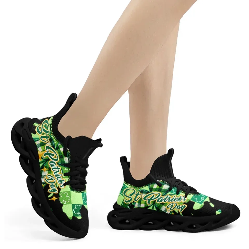 Personalized Four-Leaf Lucky Sneakers, Custom St. Paddy’s Day Gym Shoes