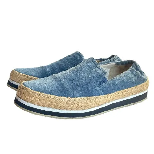 PRADA Saint Tropez Blue Suede Sport Slip-on Espadrille Sneakers, Size 35.5