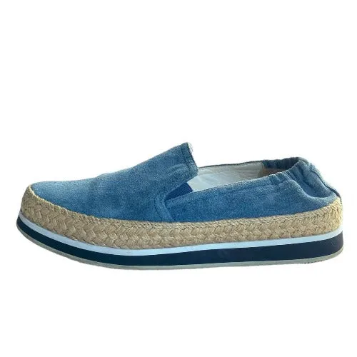 PRADA Saint Tropez Blue Suede Sport Slip-on Espadrille Sneakers, Size 35.5