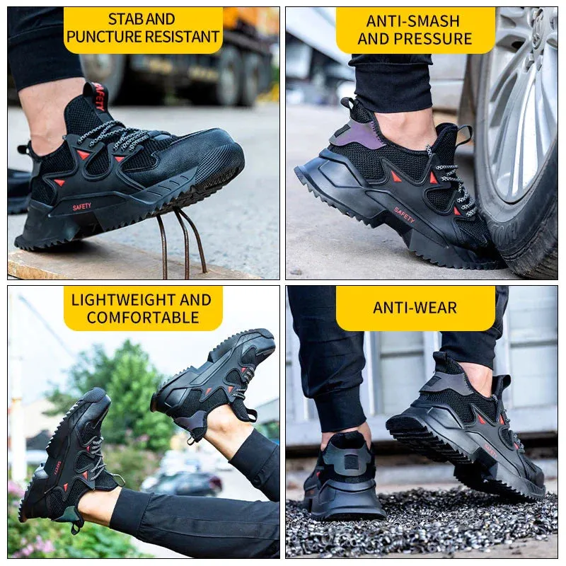 Safety shoes, lightweight and breathable work shoes with steel toe