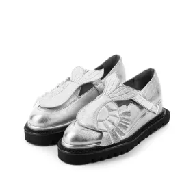 SHR The Answer Within silver leather loafers