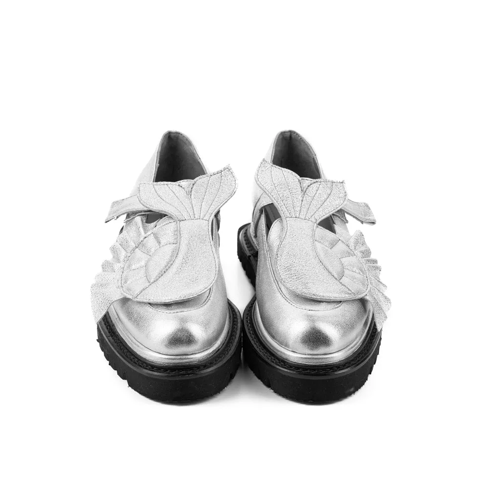 SHR The Answer Within silver leather loafers