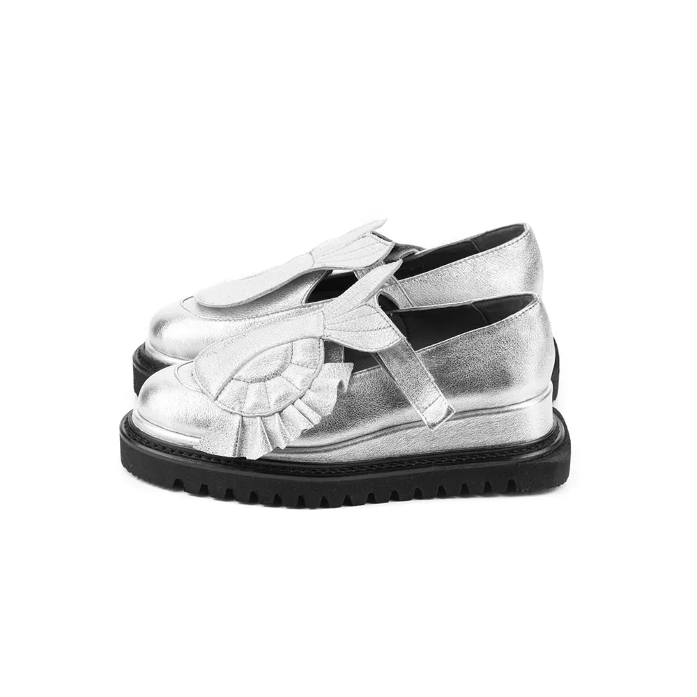 SHR The Answer Within silver leather loafers