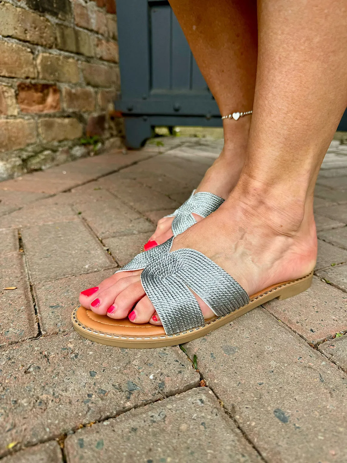 Silver Weave Detail Slip Ons