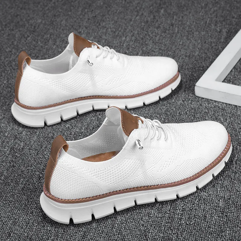 VeteMan - Heren Ademend Gebreide Sneakers met Gevoerde Zool en Vetersluiting