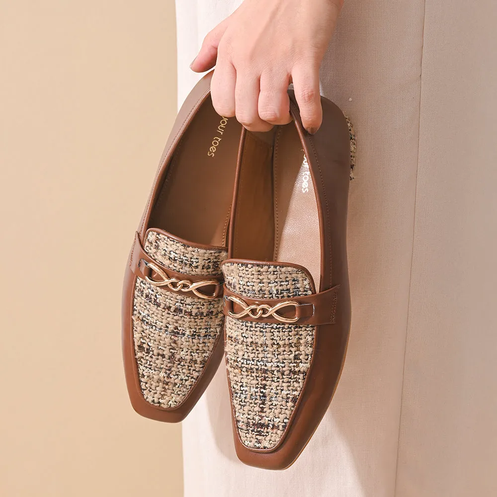 Walnut Square Toe Loafers Shoes