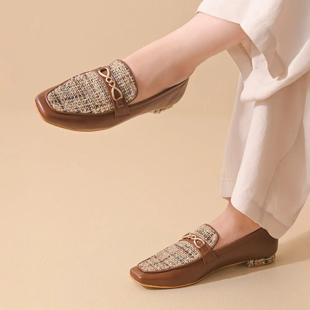 Walnut Square Toe Loafers Shoes