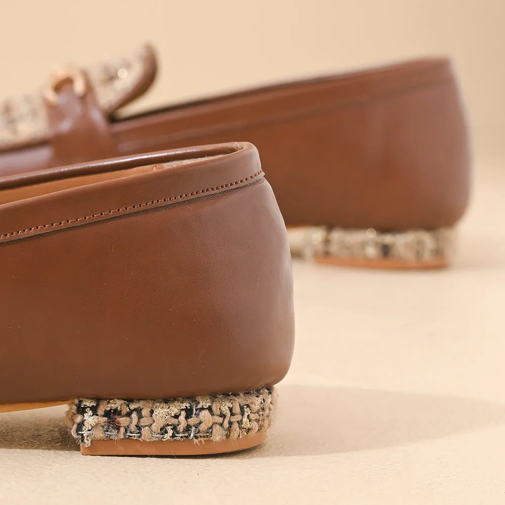 Walnut Square Toe Loafers Shoes
