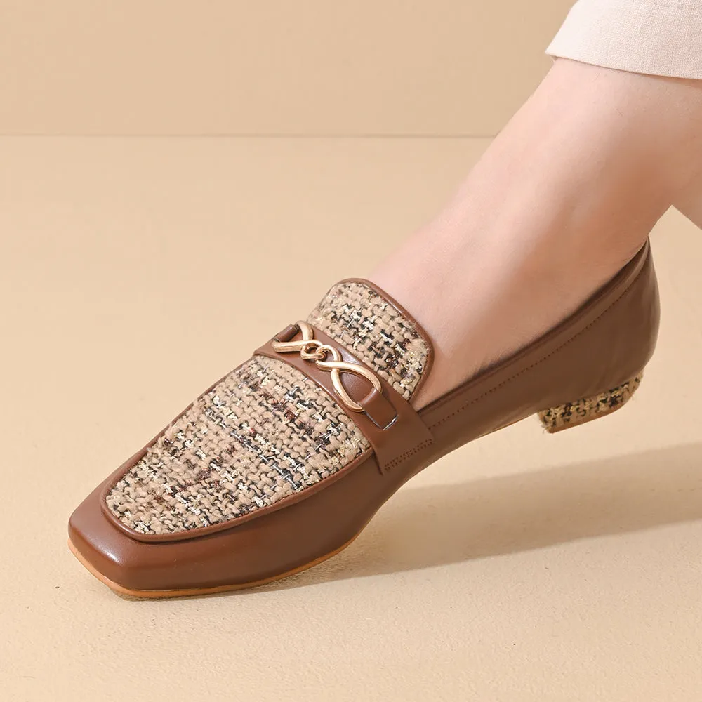 Walnut Square Toe Loafers Shoes