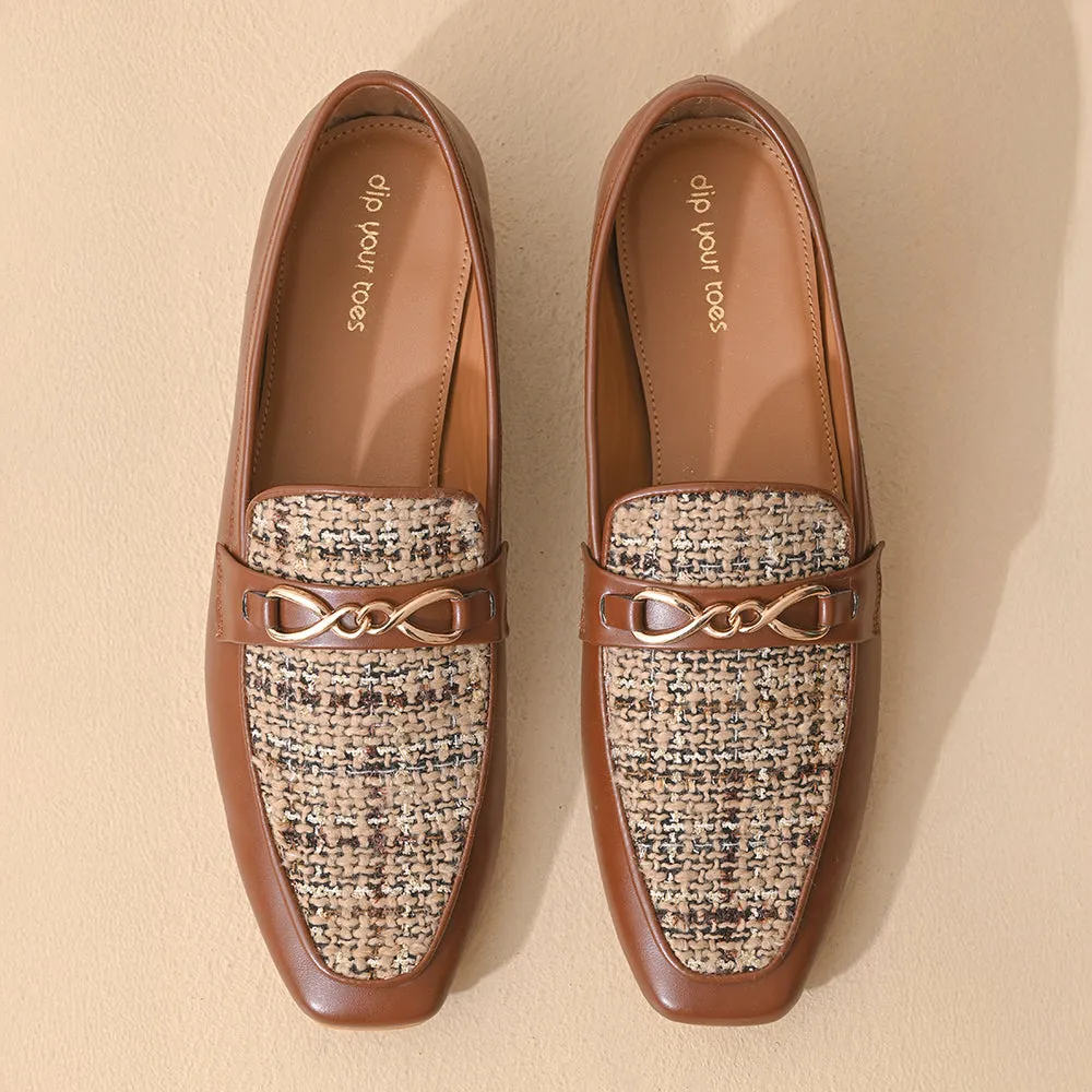 Walnut Square Toe Loafers Shoes