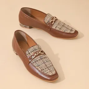 Walnut Square Toe Loafers Shoes