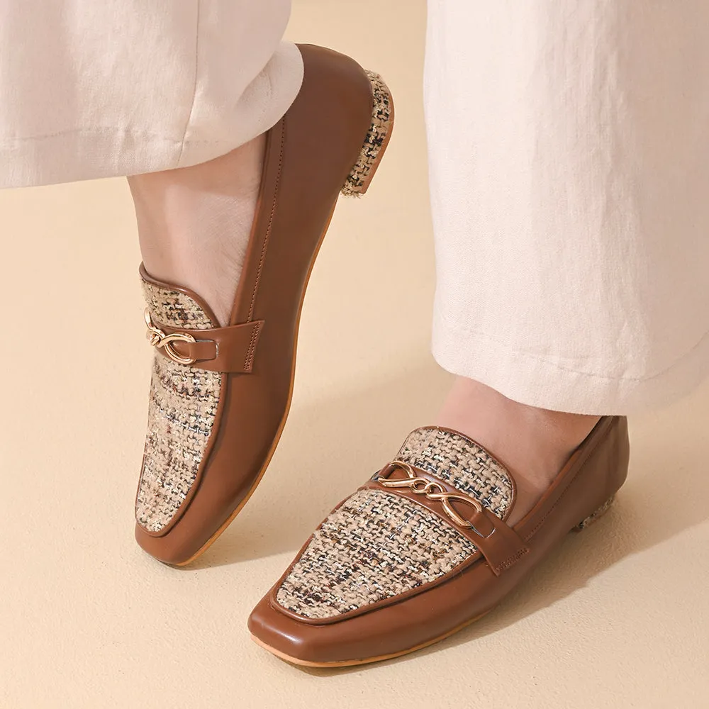 Walnut Square Toe Loafers Shoes