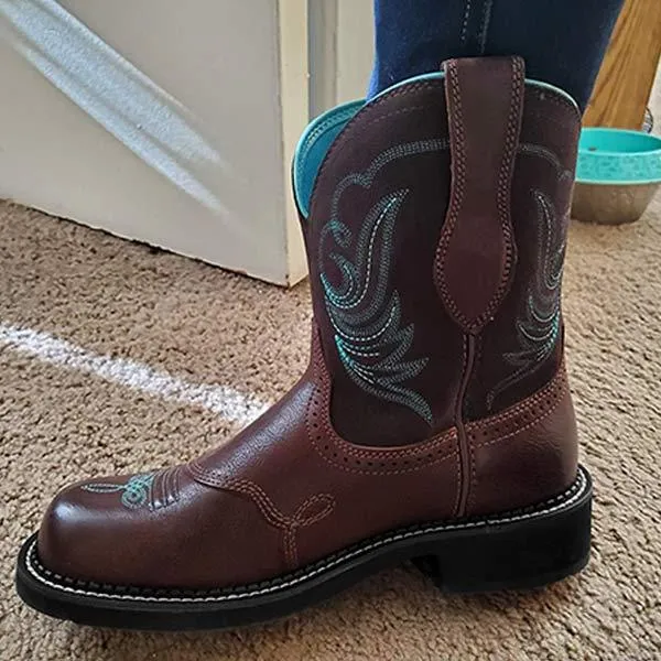 Women'S Embroidered Mid Cowboy Boots 16927330C