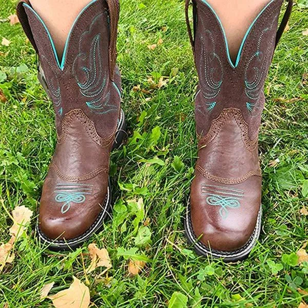Women'S Embroidered Mid Cowboy Boots 16927330C