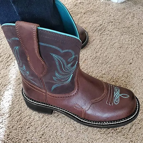 Women'S Embroidered Mid Cowboy Boots 16927330C