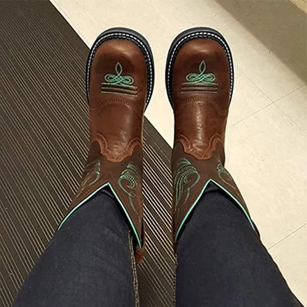 Women'S Embroidered Mid Cowboy Boots 16927330C
