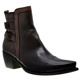Women's Italian Shoes Jo Ghost 3842 Moscato Leather Pointed Buckle Boots size 36
