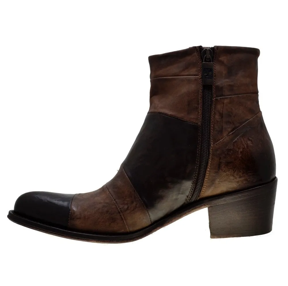 Women's Italian Shoes Jo Ghost 4044 Brown Leather Ankle Boots available sizes 36 39