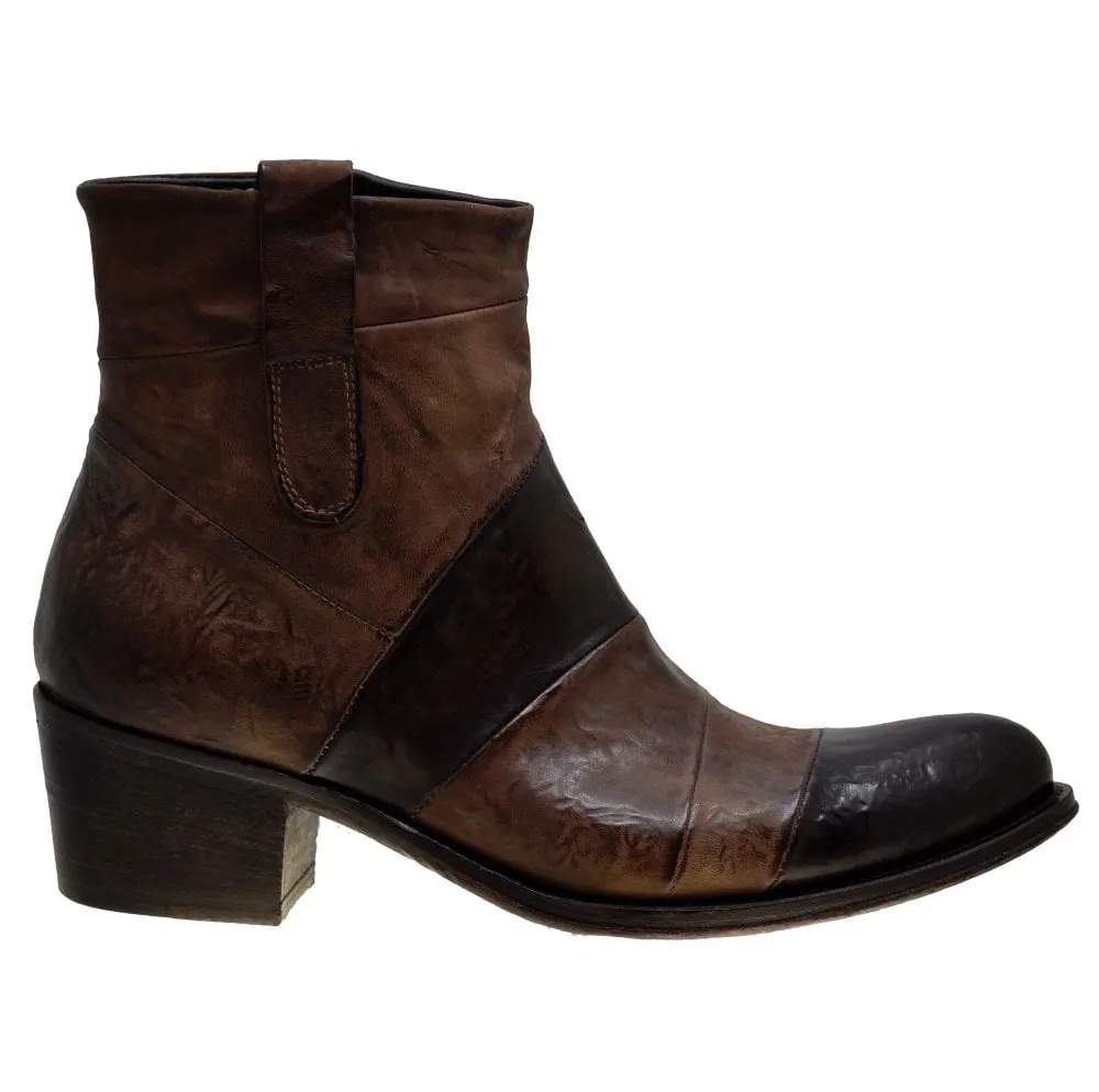 Women's Italian Shoes Jo Ghost 4044 Brown Leather Ankle Boots available sizes 36 39