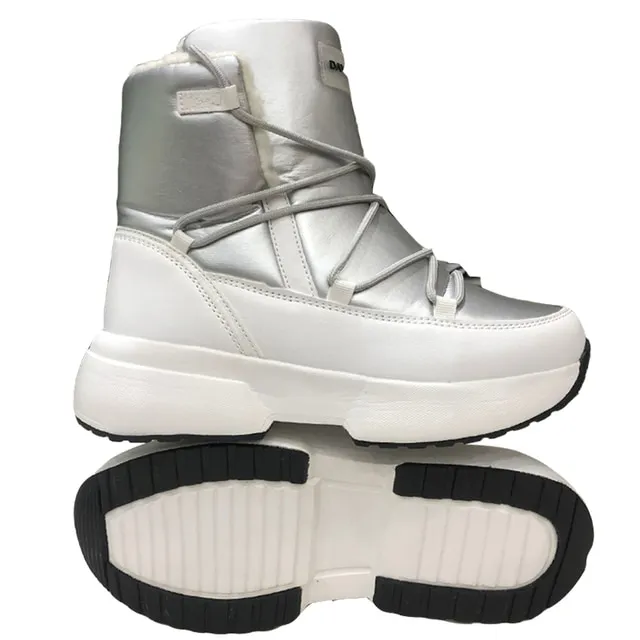 Women's Lace-Up Snow Boots – Waterproof Platform Outdoor Cotton Ski Boots, 2025 Winter Collection