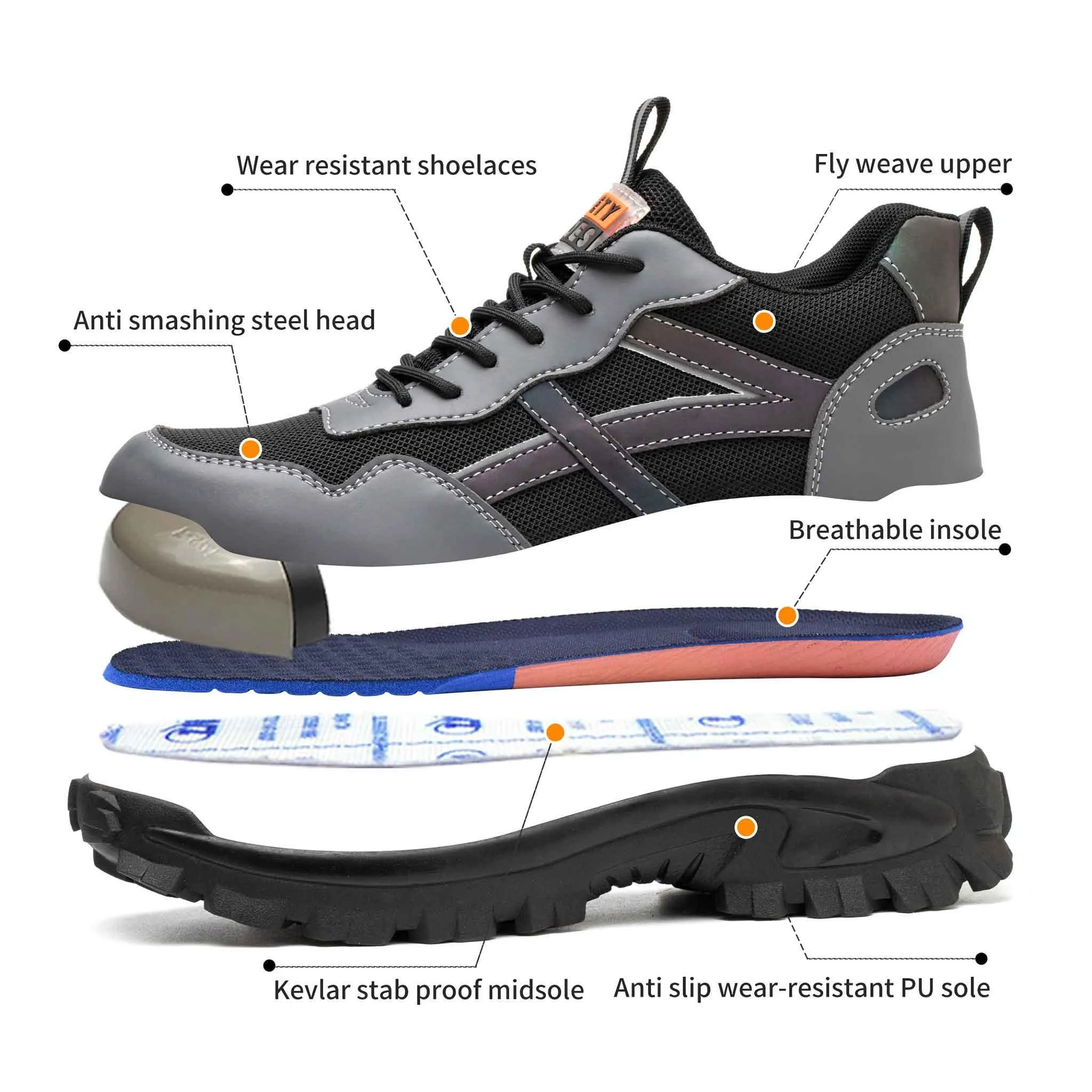Women's Steel Toe Work Shoes - Slip Resistant | B225
