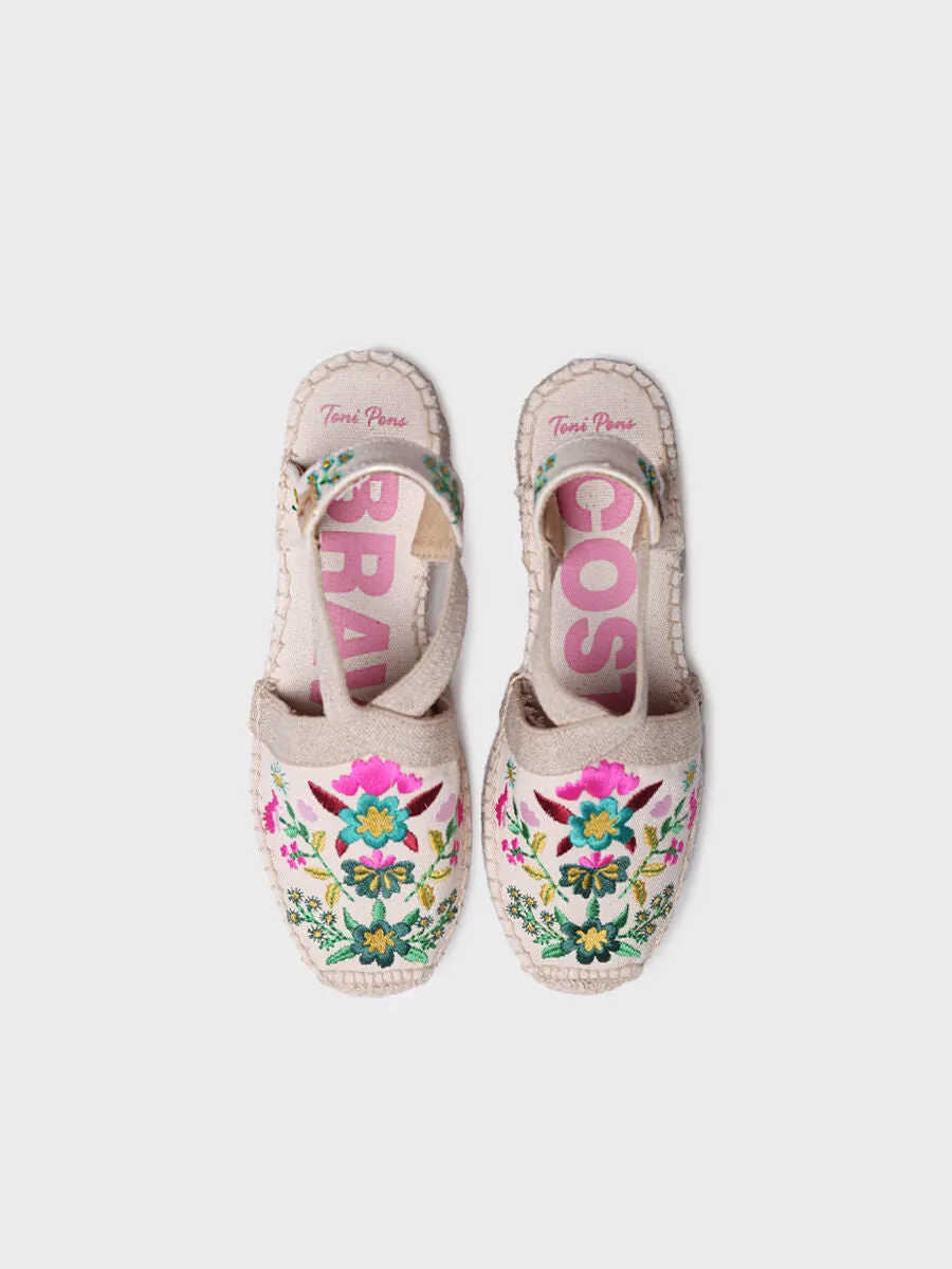 Women's wedge espadrilles with MULTIcoloured embroidery - MONTJOI