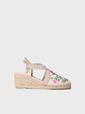 Women's wedge espadrilles with MULTIcoloured embroidery - MONTJOI